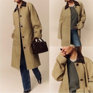 Reformation Veda Tan and Brown Trench Coat